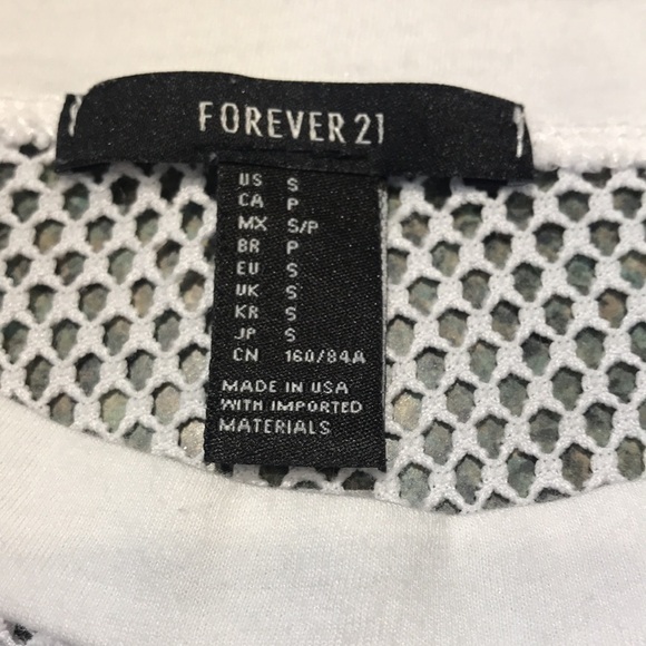 Forever 21 size S white mesh short sleeve shirt with solid front panel MAJOR - Picture 6 of 8